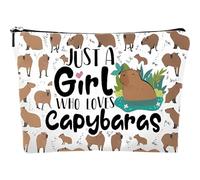 Capybara Makeup Bag, Cute Capybaras Cosmetic Bag with Zip Closure, Funny Portable Zipper Pouch for Travel, Animal Lover Gift for Capybara Lovers - Just A Girl Who Loves Capybaras