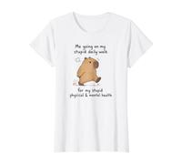 Capybara: Me Going on My Stupid Walk for My Stupid Health Value Graphic T-Shirt, Women, White, S