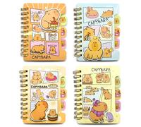 Capybara Mini Spiral Notebooks, 4pcs Cute Capybara Wirebound Spiral Notepad,Kapybara Sorting Coilbook, Student Coiled Notebook, Children's Stationery Coil Book for Kids Boys Girls Students Rewards