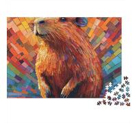 Capybara Mosaic Art-Colorful Animal Illustration 1,000 Piece Plastic 3D Puzzle Eco-friendly Durable Thick Pieces Sustainable Kids Activity 70x50cm/1000pcs