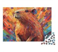 Capybara Mosaic Art Recycled Cardboard 1000-Piece Colorful Animal Illustration Puzzle, Decompression & Stress Relief, Personalised Gift, Wall Decor & Home Holidays 38x26cm/1000pcs