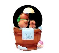 Capybara Musical Water Globe with LED Light - Cute Bath Time Theme Resin Snow Globe, Glitter Floating Ornament for Kids Room & Boutique Decor, 8x13.5cm