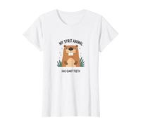 Capybara - My Spirit Animal Has Giant Teeth - Funny Quote T-Shirt, Women, White, M