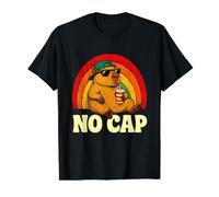 Capybara No Cap Gen Z Slang Animal Meme Humor Value Graphic T-Shirt, Men, Black, L