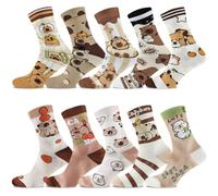 Capybara Novelty Socks, 10 Pairs Fun Combed Cotton Socks for Women (UK 4-8), Colourful Animal Cotton Sock - 10 Vibrant Designs, Cute Capybara Sock