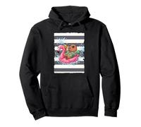 Capybara on a floating flamingo Pullover Hoodie