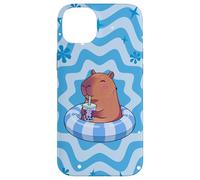 Capybara On Pool Float Drinking Boba Bubble Tea Kids Girls Case for iPhone 14 Plus