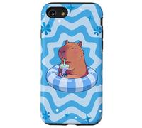 Capybara On Pool Float Drinking Boba Bubble Tea Kids Girls Case for iPhone SE (2020) / 7 / 8