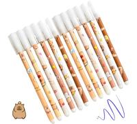 Capybara Pack of 12 Erasable Gel Pens Erasable Pen 0.5 mm Blue Capibara Cute Pen for School Classroom Work Area Home