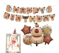 Capybara Party Balloons 5pcs, Capybara Birthday Banner 2pcs, Capybaras Birthday Decorations, Capybaras Stuff Balloons for Kids for Decorating Parties and Celebrations