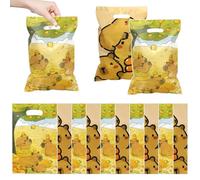 Capybara Party Favor Bags, 50pcs Cute Capybara Under Orange Trees Print Plastic Cellophane Treat Gift Bags for Snack Goodie Pouch Animal Theme Party Supplies Boy Girl Birthday Baby Shower Decoration
