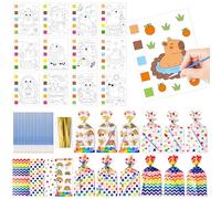 Capybara Party Favors for Kids - 24 Pack Capybara Watercolor Coloring Books with Goodie Bags Stuffers, Painting Books Art Craft Kit for Toddlers Ages 4-8 Classroom Prizes Party Supplies Birthday Gifts