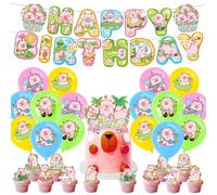 Capybara Party Supplies 30 PCS Animal Themed Decoration with Happy Birthday Banner, Balloons, Cake Topper Birthday Party Decor for Children, Boys & Girls