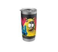Capybara Peace Sign Retro Pop Character Graphic Gesture Stainless Steel Insulated Tumbler