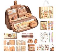 Capybara Pen Bag - X50 Capybara Pencil Case, Large-Capacity Multi-Layer Cute Plush, Sticky Notes Stickers Pen Pouch Rulers for Kids Student Elementary Middle School