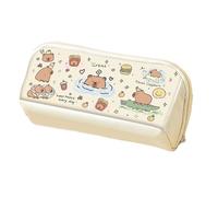 Capybara Pencil Case - 1.97 Inch Cute Double Compartment Storage Bag, Prism Bag with Large Capacity, Cartoon Animal Stationery for Students, Children, Girls, School, Classroom, Office, A Day