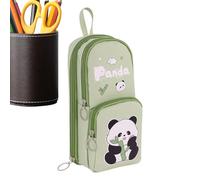 Capybara Pencil Case - 9.5 x 7 x 21 cm, Panda Pen Holder, 6-Layer Aesthetic , Pencil Case, Pen for Stationery, Desk, School Supplies, Kawaii Stationery Organize, Green, see