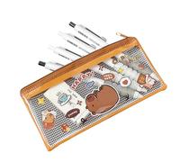 Capybara Pencil Case, Capybara Pencil Case | Transparent Pencil Case with Zipper - Portable Cute Stationery Pen Case, Cute Pencil Holder, Pencil Bag for Office Supplies, Capybara lies on the back, see