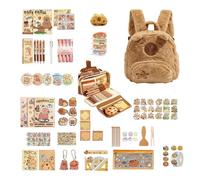 Capybara Pencil Case - Ćapybara Plush Stationery Set | Transparent Pencil Case | Large Backpack Organizer with Pencil Cases, Sticky Pens for School Studies, Journalisa