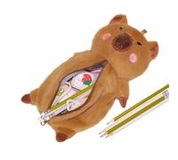 Capybara Pencil Case | Cute Plush Pencil Bag | Capybara Storage Bag | Large Capacity Makeup Bag | Plush Capybara Pouch | School Stationery Organizer | Pen Holder for Kids | Cute Stationery Pouch | Cap