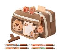 Capybara Pencil Case - Large Capacity Pencil Case 9 Layers 21x13x7.5cm, Cute Cute Quirky Capybara Print Pencil Case, Multi-Compartment Zipper | Cancel Box, Maillard Coffee, Fare riferimento alla