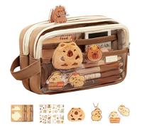 Capybara Pencil Case - Multilayer Transparent Pencil Case | Cute Pencil Case with Compartments | Waterproof - Zipper - Bonus Doll and Sticker | Cute Pencil Case with We