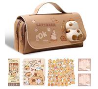 Capybara Pencil Case, Pencil Pouch Cartoon Pencils Bags with Erasable Gel Pens, Notepad, Sticky Note and Stickers Pouch Bag Pen Case Stationery Organizer Pen Pouch for School Office Supplies