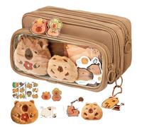 Capybara Pencil Case, Quirky Cute Print, 8.66x5.12x2.36 Inches 10-Compartment Organizer, Multi-Layer Storage, Wide Opening Design, Pencil Pouch for Teen Girls, Students, or Artists