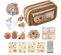 Capybara Pencil Pouch,Aesthetic Pencil Pouch - Capybara Large Capacity Pen Case Stationery Bag, Includes Pens, Sticky Notes, Stickers, Clips, and More