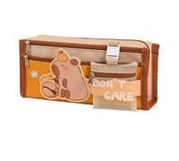 Capybara Pencil Pouch - Cute Canvas Pen Case, Wide Opening Organizer | Multi-Pocket Stationery Storage Bag, Creative Writing Tool Container with Large Compartment for Kids Students Adult School Suppli