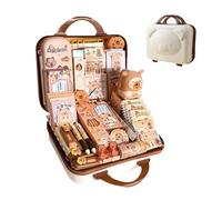 Capybara Pencil Pouch, Cute Stationery Set, Includes Cute Stationery, Pens, Clips, Rulers, Capybara Keychains, A Great Gift for Children (B)