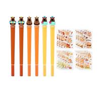 Capybara Pens, Capybara Stickers, 6 Rotating Pens with 12 Kawaii Capybara Stickers, Cute Stationery Gift for Birthday Party, Christmas, New Year, Office Supplies