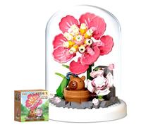 Capybara & Peony Flower Bouquet Building Blocks Set, DIY Block Kit with Base and Dust Cover, Creative Gift Toy for Kids and Adults