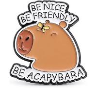 Capybara Pin Badges, Cute Lanyard Pins for Backpacks Jackets Clothing | Cartoon Animal Enamel Brooch Pins with Inspirational Quote, Be Nice Be Friendly, Positive Affirmation Gift for Kids Women Men
