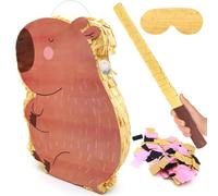 Capybara Pinata - Complete Set with Stick & Bat Blindfold, Large Pinata for Kids, Animal Piñata for Birthday Party, Capybara Birthday Decorations for Kids Theme(15"x10.5"x3")