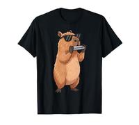 Capybara Playing Harmonica Musician Cute Graphic Kids Boys T-Shirt