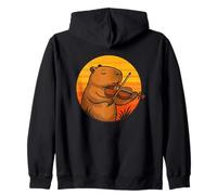 Capybara Playing Violin Zip Hoodie