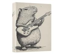 Capybara Plays Guitar Beige Blue 3 - Ring Binders with 1.57" Round Rings Fit 200 Sheets of 8.5x11 Inches Paper for Meeting Classroom Home School Office, 12.4x10.63x2.36 Inches