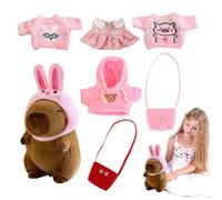 Capybara-Plüschtier - Capybara Plüsch | Süße 7X Tierspielzeug-Capybaras-Plüschtiere | 9-Zoll-Capybaras-Plüschkissen Zum Anziehen, Enthält 1X Hasenmütze, 4X Stoff, 2X Taschen Für Erwachsene, Kinder