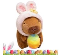Capybara Plush - 7.8 Inch Cuddly Doll Holding Easter Egg | Stuffed Animal Toy with Bunny Ear Hat for Home, Living Room, Nursery, Sofa, Travel, Birthdays, Holiday