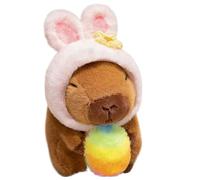 Capybara Plush,7.8 Inches Plush Decor Holding Easter Egg - Soft Stuffed Capybara Toy with Bunny Ear Hat - for Travel Birthdays Holiday Sofa Nursery Living Room Home