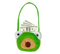 Capybara Plush - Adjustable Cartoon Animal Wallet | Push Change Bags | LOW CAPYBARA Soft with Novelty Design | Cute Coin Holder for Women, Girls, Travel, green, riferimento alla descrizione