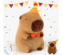 Capybara Plush, Birthday Hat Capybara Plush Toy, Capybaras Gifts, Capybaras Teddy, Cute Stuffed Animal For Boys And Girls At Birthday and Home Decoration Christmas