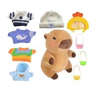 Capybara Plush - Capybara Kuscheltier | Capybaras Plushs with Clothes | 9.06in Capybaras Set | Cartoon Dress-Up Doll Sweater Plush Animal Companion Collectible for Toddler Kids Boys Girls