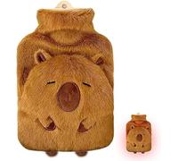 Capybara Plush Hot Water Bottle,1L Leakproof Large Hot Water Bag, Soft Cute Animal Duck, Furry Fluffy Aldult Kids Hot Water Bottle with Cover, for Hand Feet Warmer Neck Shoulder Pain Relief