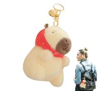 Capybara Plush Keychain - Measures 8x6x12cm, Yellow PP Cotton Material, Skin-Friendly Miniature | Stocking Souvenir Handbag Decoration Soft Fluffy Animal Mascot Charm