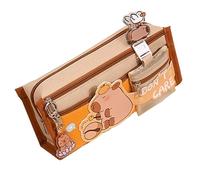 Capybara Plush Pencil Case - Capybara Large Capacity Multi-Layer Transparent Pencil Pouch | Canvas Wide Opening Mouth Cute Case for Teen Girls
