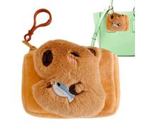 Capybara Plush Shoulder Bag - Cute Animal Coin Soup Soft Plush Handbag | Small Furry Accessory Pack, Novelty Casual Carry for Teens Girls Keych, beige, Se référer au descriptif