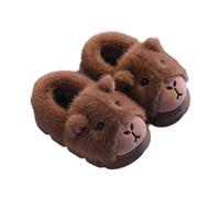 Capybara Plush Slippers for Kids, Winter Animal House Slides, Cozy Fuzzy Fluffy Soft Warm Shoes (Dark Brown Upgraded, M, Big Kid, Women, 4, Numeric Range, UK Footwear Size System, 5, Medium)