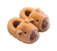 Capybara Plush Slippers for Kids, Winter Animal House Slides, Cozy Fuzzy Fluffy Soft Warm Shoes (Light Brown Upgraded, M, Little Kid, Women, 12.5, Numeric Range, UK Footwear Size System, 13.5, Medium)